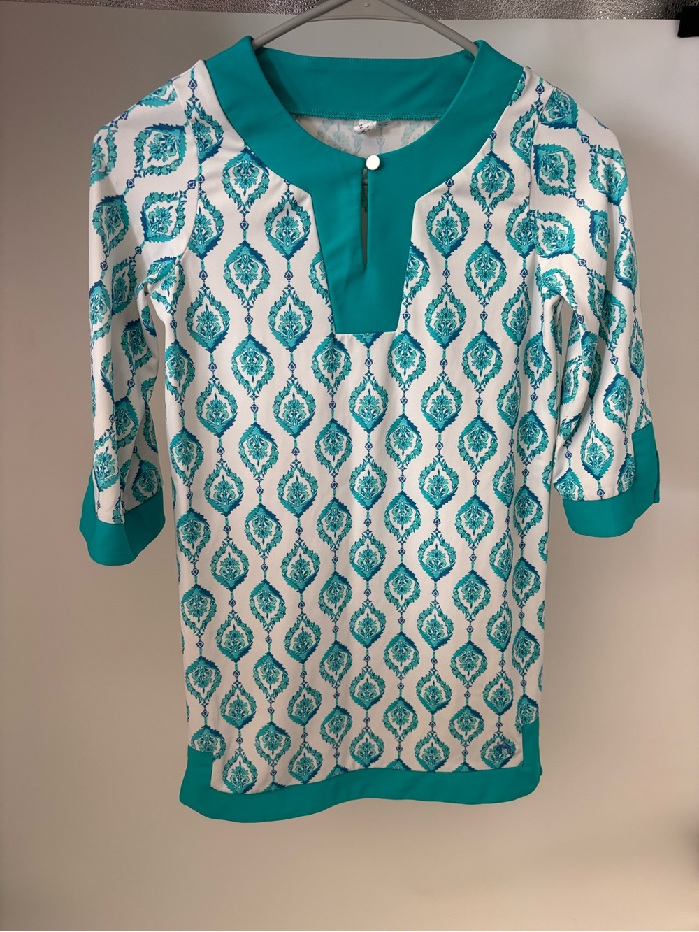 Cabana Life Turquoise and White Patterned Kids Swim Coverup
